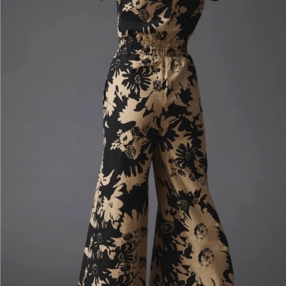 Anthropologie Black and Tan Floral Jumpsuit - Picture 3 of 5